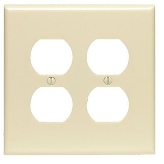 2-Gang Duplex Receptacle Wallplate, Midway Size, Gray