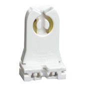Medium Base, Bi-Pin, Standard Fluorescent Lampholder, Tall Profile, Slide-On, Turn-Type, Disconnect, Quick-Connect 18AWG, White
