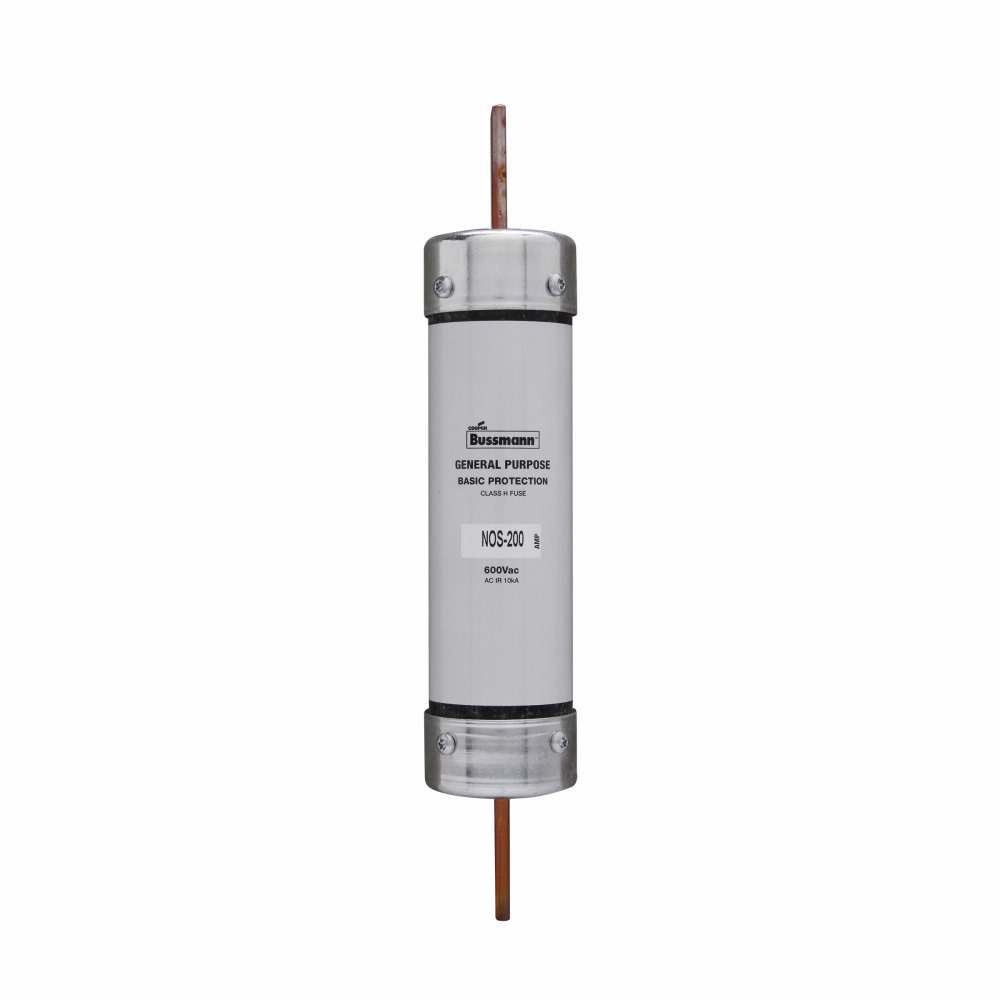 Eaton Bussmann series NOS fuse, Supplemental one-time fuse, Non current limiting, Light duty circuit locations, 200 A, Class H, Non-indicating, Blade end x blade end, 10 kAIC at 600 Vac, Standard, 1, 600 V