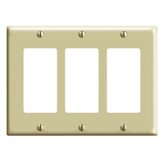 3-Gang Decora/GFCI Decora Wallplate, Midway Size, Ivory