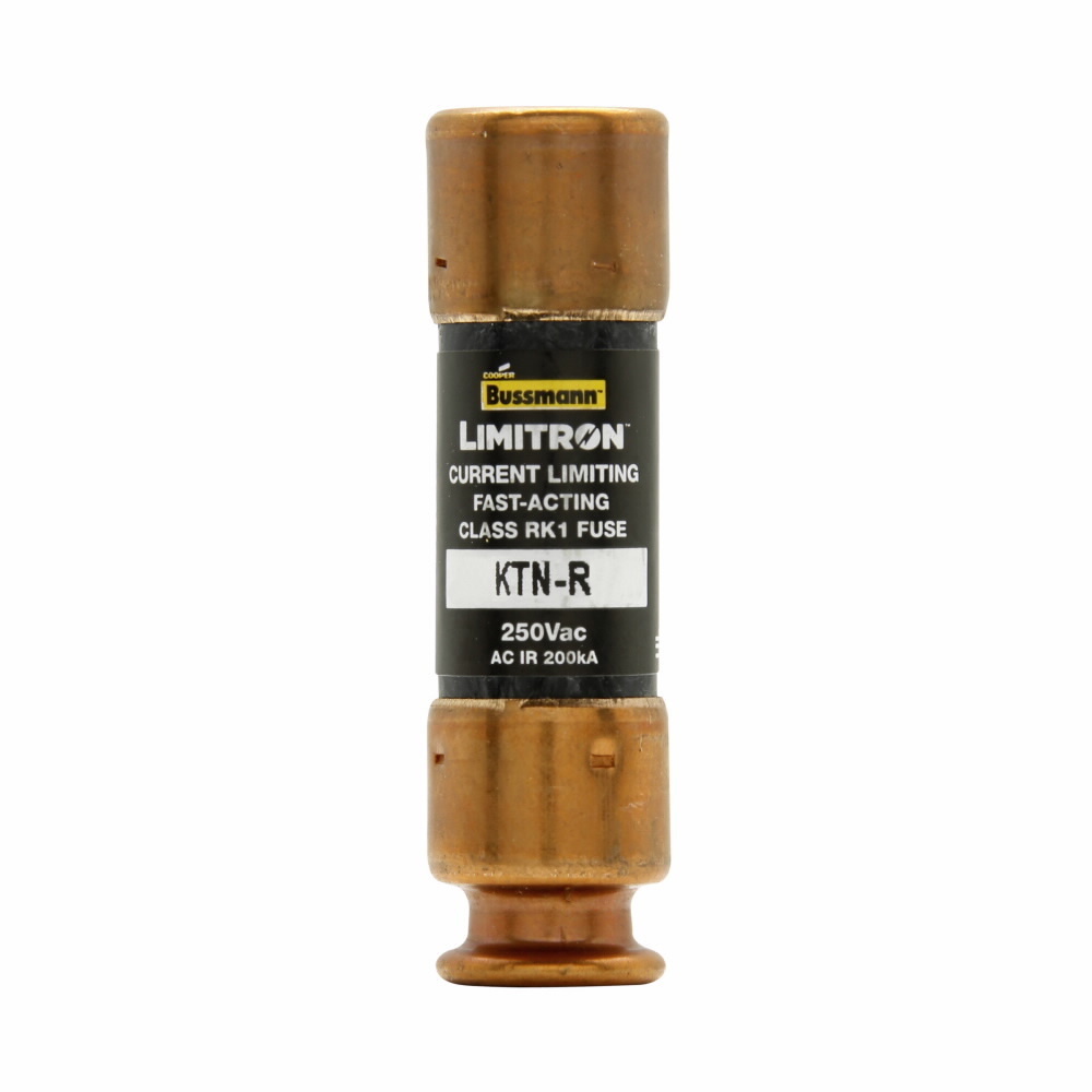 Eaton Bussmann series KTN-R fuse, LIMITRON Fast-acting fuse, 70/30 brass end cap, Panelboards, 5 A, 1, Class RK1, Non-indicating, Ferrule end x ferrule end, Melamine glass tube, Standard, 250 V