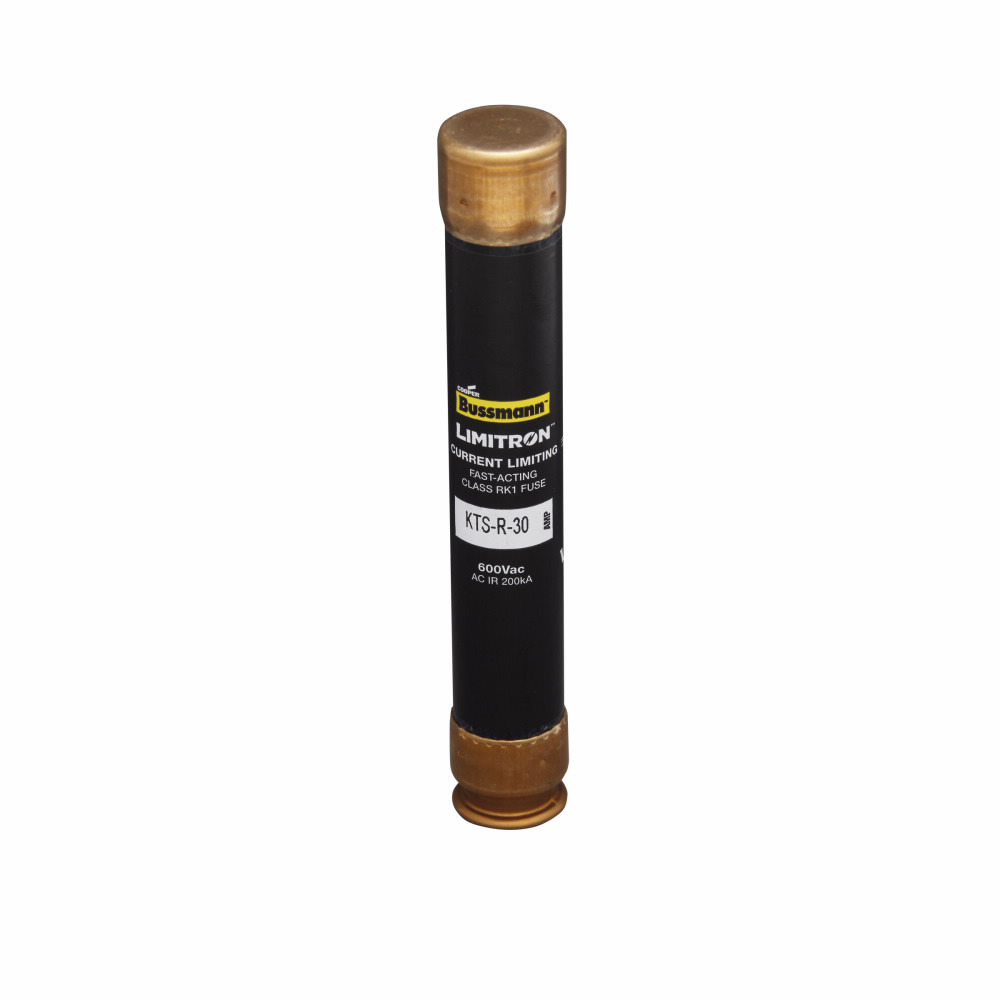 Eaton Bussmann series KTS-R fuse, LIMITRON Fast-acting fuse, 70/30 brass end cap, Panelboards, 20 A, 1, Class RK1, Non-indicating, Ferrule end x ferrule end, 200 kAIC at 600 Vac, Melamine glass tube, Standard, 600 V
