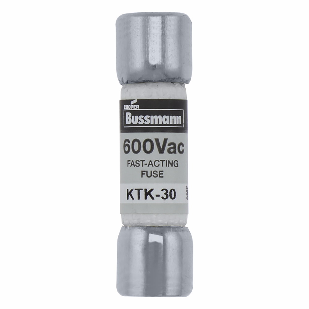 Eaton Bussmann series KTK fuse, LIMITRON Fast-acting fuse, Control circuits, lighting circuit protection, meter circuits, 0.5 A, Non-indicating, Ferrule end x ferrule end, 100 kAIC at 600 V, Nickel-plated bronze endcap,Melamine tube, 600 V
