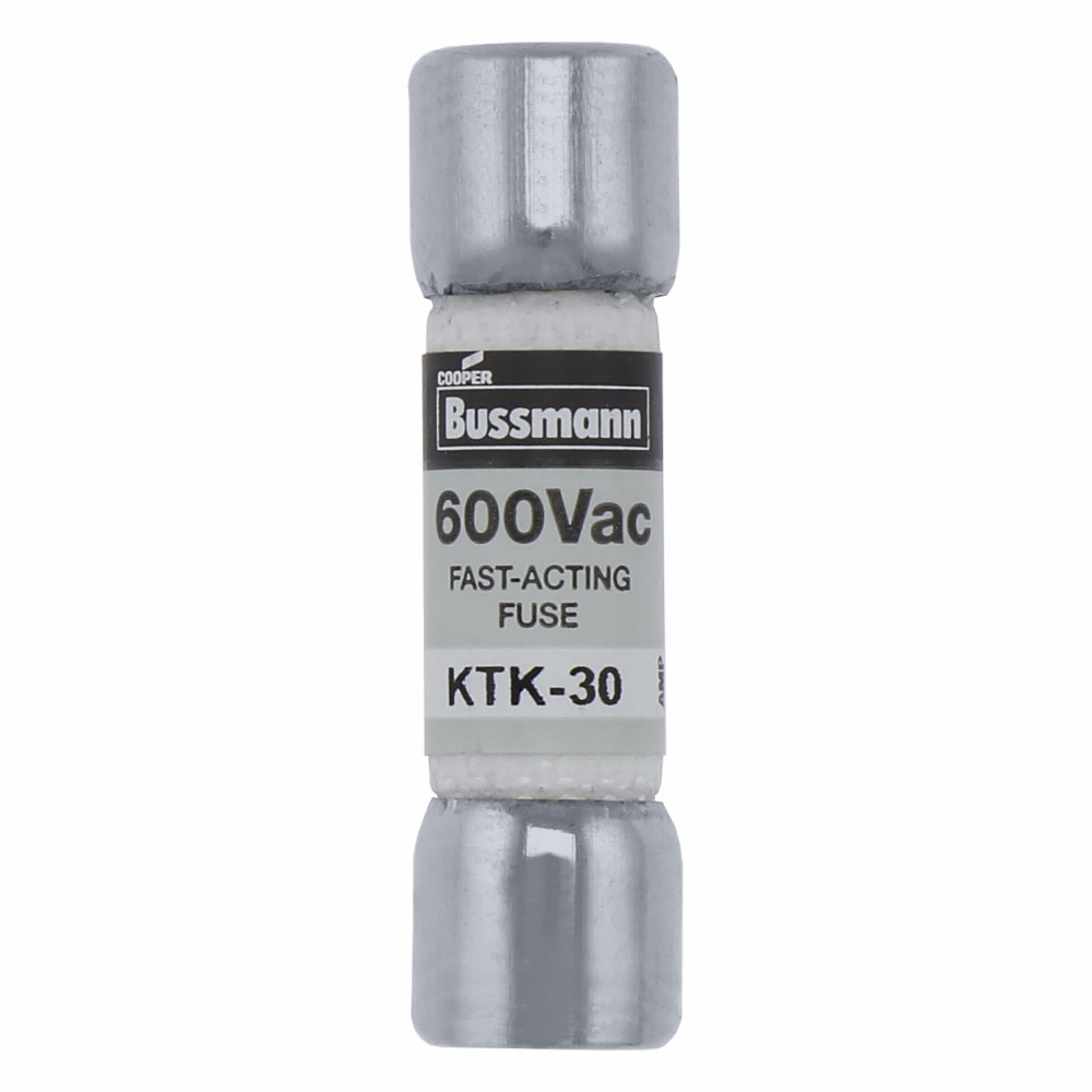 Eaton Bussmann series KTK fuse, LIMITRON Fast-acting fuse, Control circuits, lighting circuit protection, meter circuits, 7 A, Non-indicating, Ferrule end x ferrule end, 100 kAIC at 600 V, Nickel-plated bronze endcap,Melamine tube, 600 V