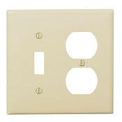2-Gang 1-Toggle 1-Duplex Combination Wallplate, Midway Size, Ivory