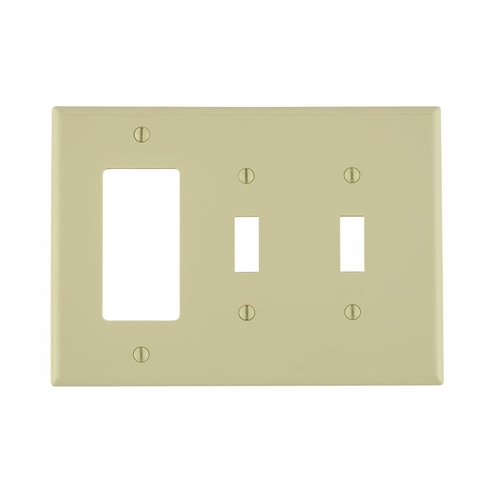 3-Gang 2-Toggle 1-Decora/GFCI Combination Wallplate, Midway Size, Ivory